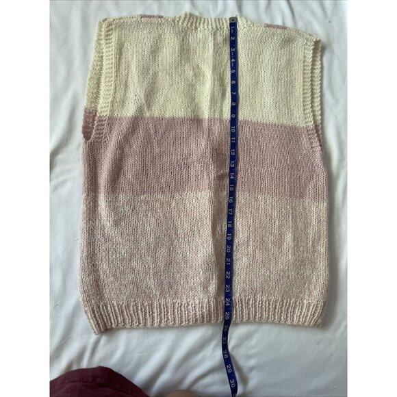 Vintage IH Collectibles Womens Pink & Cream Striped Knit Vest - Picture 3 of 11